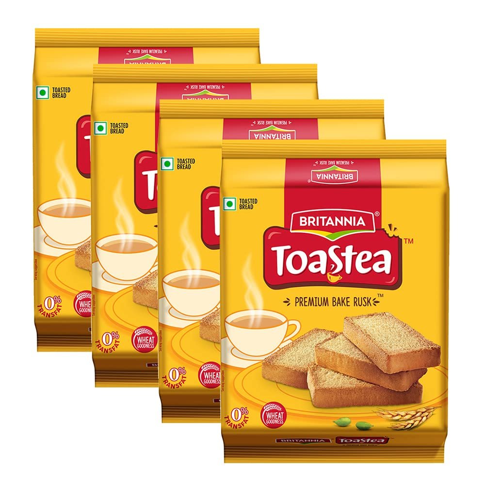 Britannia Toastea Premium Bake Rusk Toast, 250g (Pack of 4)