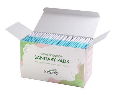 FabPad Organic Cotton Ultra Thin Rash Free Biodegradable Eco-Friendly Sanitary Pads Period Napkins with Disposable Cover (Light Flow, Pack of 36)