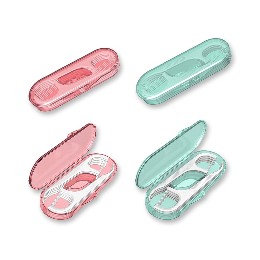 Dental Floss case Travel Floss Professional Toothpicks Sticks Dental Floss Picks 20 Picks Threader Flosser with 2 Storage Cases, flossing for Family,Hotel,High Toughness Travel