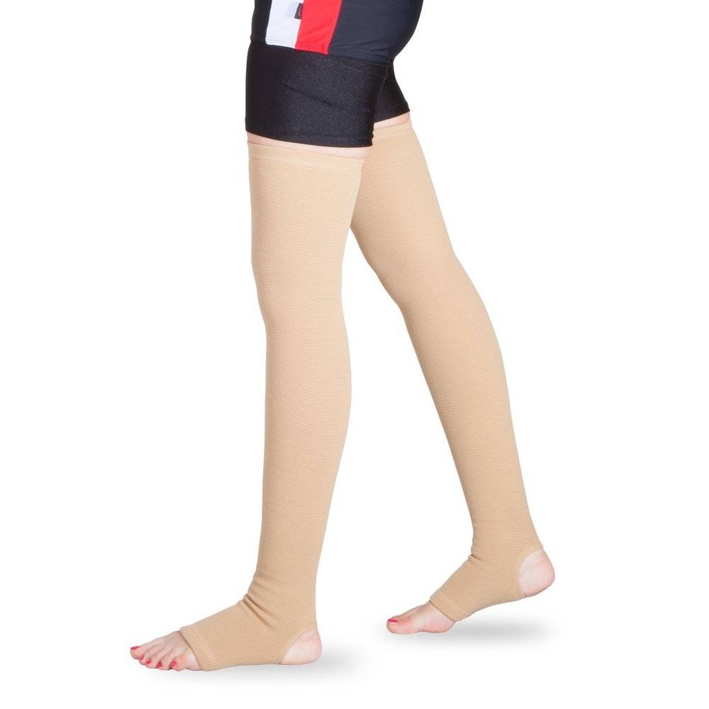 Fidelis Healthcare Anti-Embolism Knee Length Stockings | Medical Compression | Open Toe for Varicose Vein (Large)