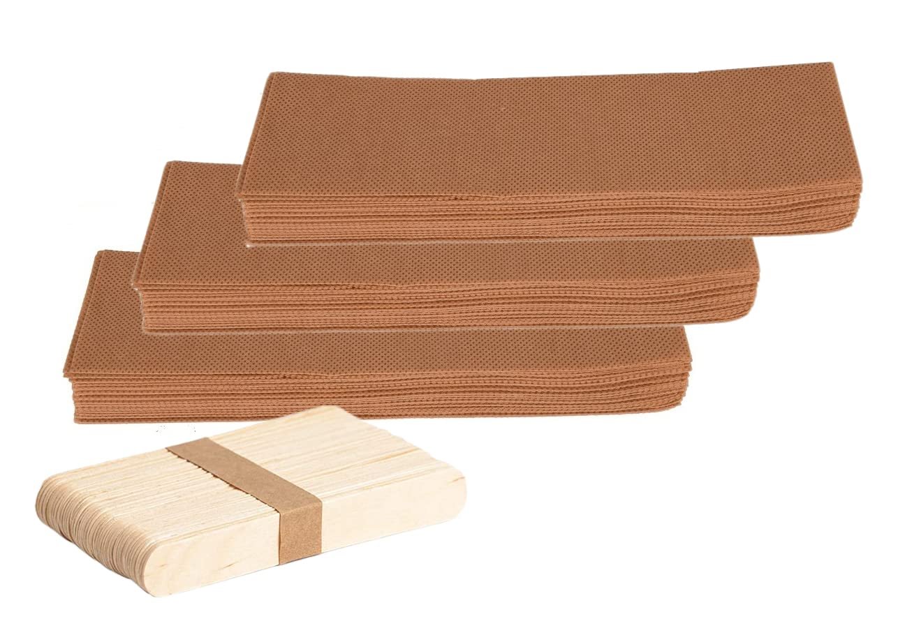 Myynti 100 PCS Non-Woven Wax Strip with 50 PCS Wooden Wax Knife Set Body and Facial Waxing Strips Hair Removal Wax Strips Women and Men (Combo_02)