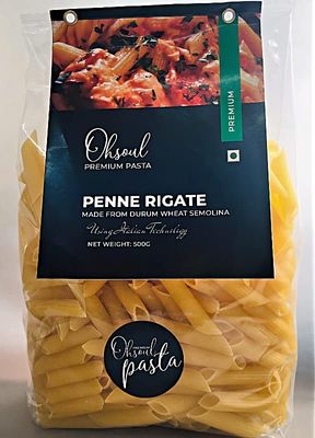 Ohsoul Premium Pasta, 500g Pouch | Penne Rigate High Protein Made From Durum Wheat Semolina | 100% Maida Free
