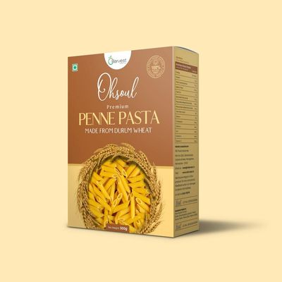 Ohsoul Premium Penne Rigate High Protein Made From Durum Wheat Pasta, 500g | 100% Maida Free