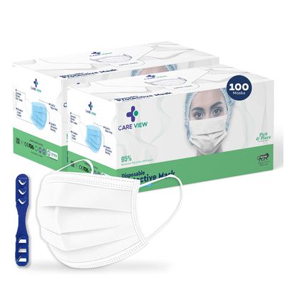 Medohealthy 3 Ply Disposable Face Masks (Pack of 100,White) with nose pin BIS, (ISI) Certified mask with Melt blown layer
