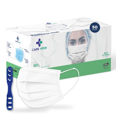Medohealthy 3 Ply Disposable Face Masks (Pack of 50,White) with nose pin BIS, (ISI) Certified mask with Melt blown layer