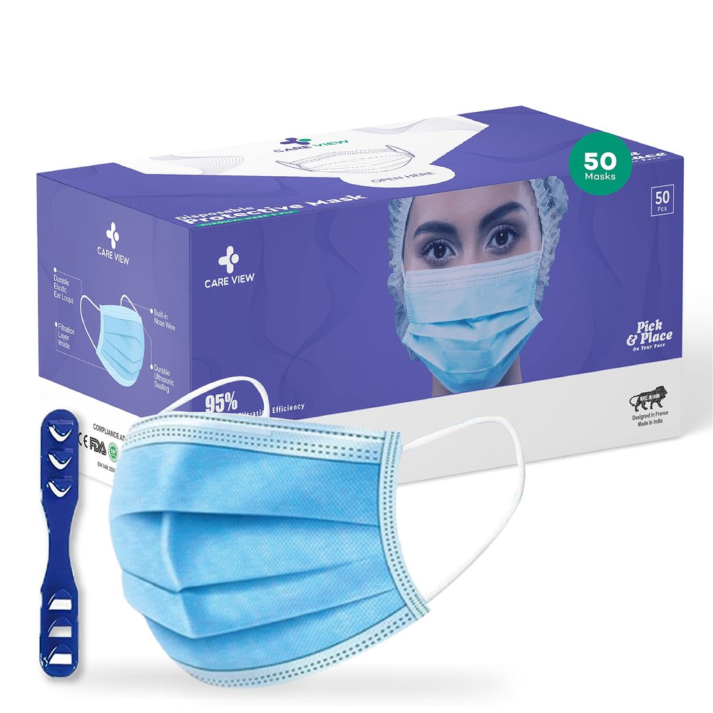 Medohealthy 3 Ply Disposable Face Masks (Pack of 50,Blue) with nose pin BIS, (ISI) Certified mask with Melt blown layer