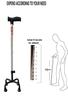 KBG Four Leg Walking Stick with Height Adjustable Walking Cane Quadripod Walking Stick for Elderly & Those Physically Challenged (Chrome Finish) view 2