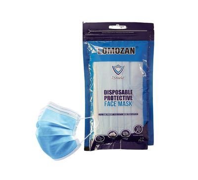 7Shield CE and ISO Certified Face Mask with Nose clip and soft ear loops Blue face mask 10 pc Pouch pack Water Resistant Surgical Mask 10 Pcs Pack (5 Packs Blue)