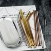 EXPORA 5 Pieces Reusable Metal Stainless Steel Drinking Straws Straight Rose Gold view 3