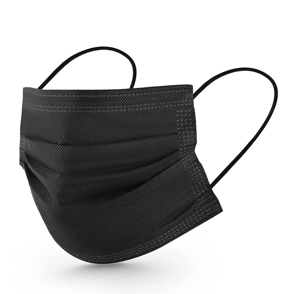 ADWIT 3Ply Surgical Face with In build Nose Pin Meltbon Fabric with woven 25GSM 3layer (Black) (50)
