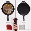Cast Iron Scrubber Cleaning Brush + Stainless Steel Chainmail + Pan Scraper - Skillet and Grill Cleaner Kit- Soft-Touch Confident-Grip Dish Scrub Tool - Bristles are Tough on Grease-Gentle on Cookware view 3