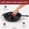 Cast Iron Scrubber Cleaning Brush + Stainless Steel Chainmail + Pan Scraper - Skillet and Grill Cleaner Kit- Soft-Touch Confident-Grip Dish Scrub Tool - Bristles are Tough on Grease-Gentle on Cookware view 4