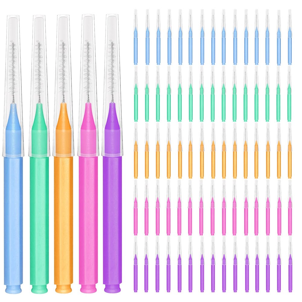 EasyHonor Braces Brush ,Interdental Brush Toothpick, Dental Tooth Flossing Head, Oral Dental Hygiene Flosser ,Toothpick Cleaners, Tooth Cleaning Tools(5Colors,75pcs)
