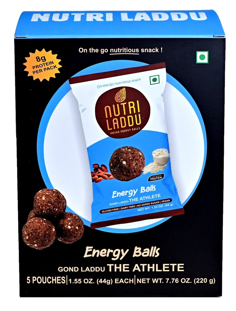 Nutri Laddu Indian Energy Balls, Keto Friendly, On-The-Go Single Serve Snack (Box of 5 Pouches) Each Pouch Has 2 Balls(Athlete)