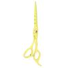 Flat Cut Scissors, Professional Ergonomic Beard Scissors Stainless Steel for Home Use for Hairstyle Salon(Yellow) view 1