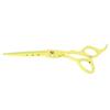 Flat Cut Scissors, Professional Ergonomic Beard Scissors Stainless Steel for Home Use for Hairstyle Salon(Yellow) view 2