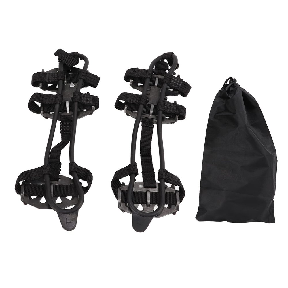 Antiskid Climbing Crampons, 24 Teeth Climbing Crampons Excellent Traction 1 Pair with Storage Bag for Outdoor for Hiking(Black, L)