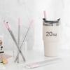 The best MOON Heart Shaped Stainless Steel Reusable Metal Straws with Pink Silicone tips (Set of 4 straws) for Valentines day Christmas Birthday gift view 3