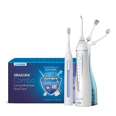 ORACURA Daily Pro Combo OC200 Smart PLUS Water Flosser White & SB300 Sonic Smart Electric Rechargeable Toothbrush Blue