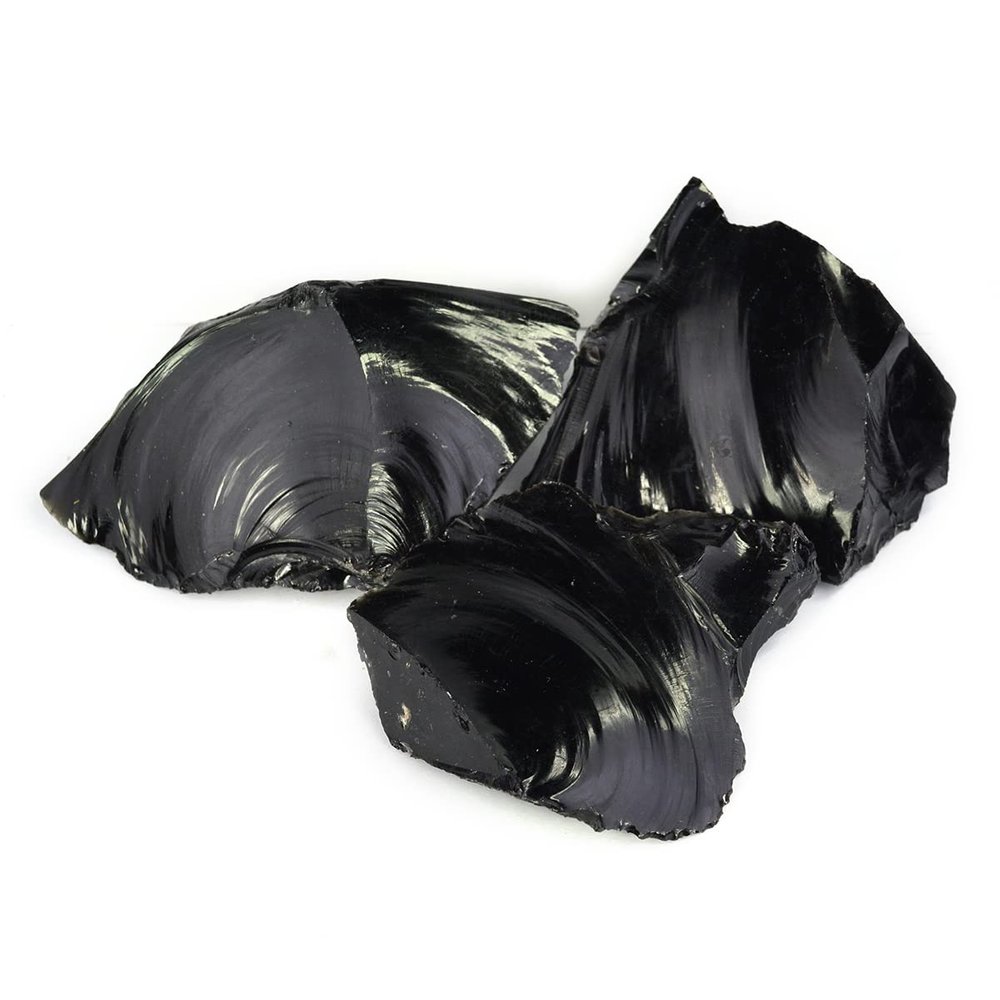 Crystu Natural Black Obsidian Rough, Raw Stone 250 Grams, Black Obsidian Raw Stones