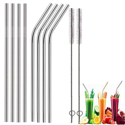 Mini Storify Truly Organic Reusable Stainless Steel Metal Straws (3 Straight & 3 Bent) with 1 Brush with Cloth Pouch Cover Steel Straws for Kids & Adults