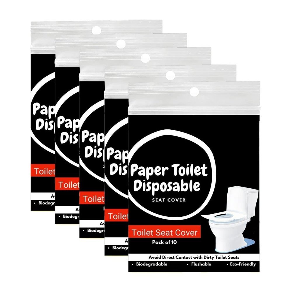 Guardian Disposable Toilet Seat Cover, 10 Sheets | Prevent Direct Contact Unhygienic Seats | Easy to Use and Dispose, Flushable Paper DTDCBK Pack of 5