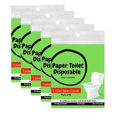 Guardian Disposable Toilet Seat Cover, 10 Sheets | Prevent Direct Contact Unhygienic Seats | Easy to Use and Dispose, Flushable Paper DTDCG Pack of 5