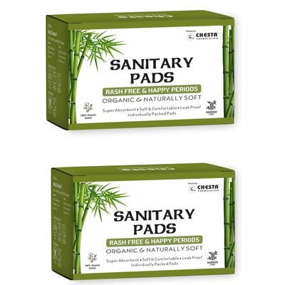 CHESTA FORMULATION Bamboo Fiber Sanitary Pads-(Pack Of 2*20 = 40 Pads-Xxl-330Mm),Antibacterial,Rash-Free-Periods,Full-Day&Night,High Absorbent,Extra Long,Base Of Napkin-Organic&Natural Biodegradable.