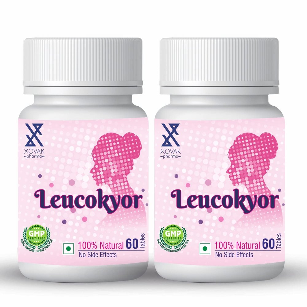 Xovak Pharma | Ayurveda Leucokyor Tablets For abnormal white discharge, tones uterine muscles, regulates the pH levels, foul smell and itching at intimate area (Pack of 2)
