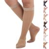 ABSOLUTE SUPPORT Travel Compression Knee High for Women 15-20mmHg - Sheer Compression Support Hose Stockings for Flight Hiking Recovery Travel Natural, Medium view 1