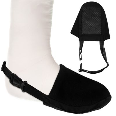 2 Pack Cast Socks Toe Cover for Leg, Ankle or Foot Cast, Non Slip Toe Cover for Casted Foot Protector Closed Broken Toe Keep Warm, Black, Large