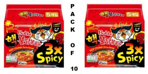 Samyang 3X Spicy Hot Chicken Ramen Flavour -140gm*10 (Pack of 10) (Imported)