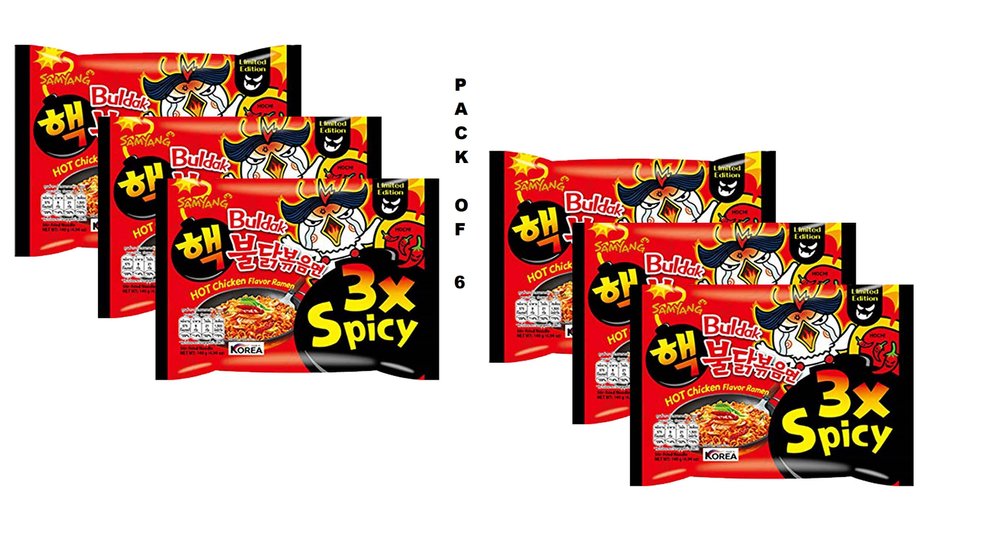 Samyang 3X Spicy Hot Chicken Ramen Flavour -140gm*6 (Pack of 6) (Imported)