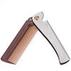 Folding Beard Comb, Anti-Static Portable Beard Comb, Husband for Papa(Amber pp+ Stainless Steel) view 1