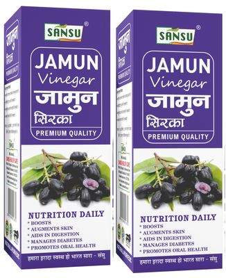 SANSU Jamun Vinegar with Mother Organic - Raw, Unfiltered (Made with Organic Jamun Fruits) 500 ml -Pack of 2