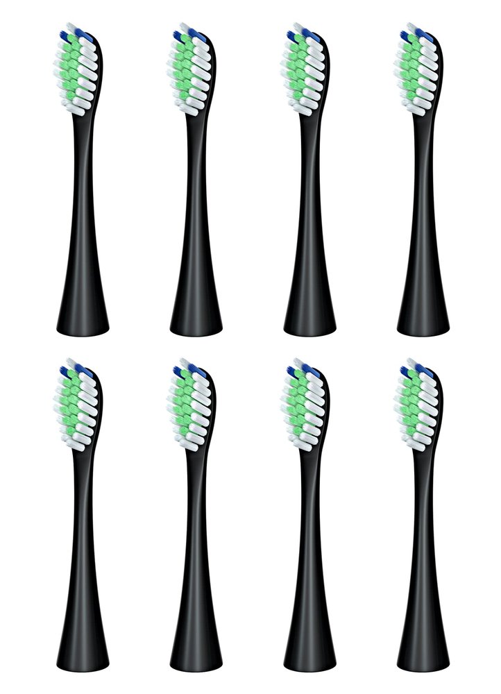 8-Pack of Toothbrush Replacement Heads for CRKIOB C1 Series (Black)