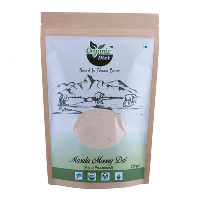 Organic Diet Fresh & Pure Organic Masala Moong Dal (A Blend of Spices | Mung Bajiya) Powder and Unpolished High Protein Nutritious, 500 gm (Pack of 1)