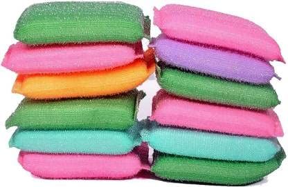 Drosselz Dish Wash Sponge Kitchen Utensil Scrubber Pad | Scrubber Sponge for Pantry | Scrubbing Pads for Dishwashing, Bathroom and Toilet Cleaning (Pack of 12)