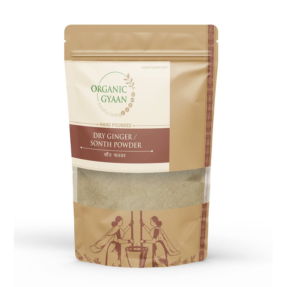 Organic Gyaan | Dry Ginger Powder | Ginger Powder | Organic Ginger Powder | Saunth Powder | Sonth Powder | Adrak Powder | Pounded Dry Ginger Powder | Certified Ginger Root Powder | Pure Adrak 100 Gm