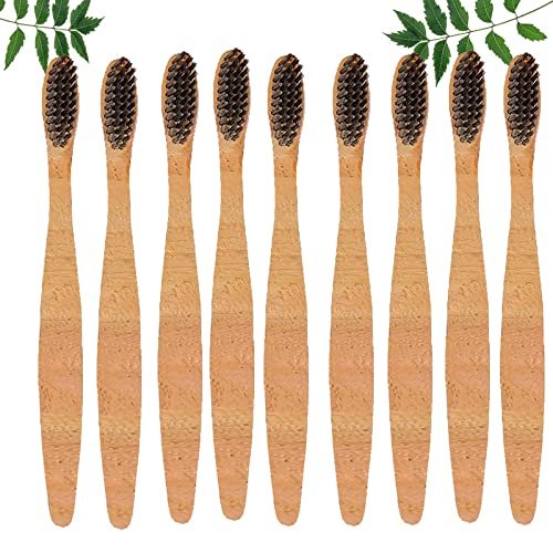Mini Storify Truly Organic Neem Manual Toothbrush-Pack Of 9 Kids Charcoal Activated Soft Bristles, Biodegradable, Eco-Friendly, Wooden Brush