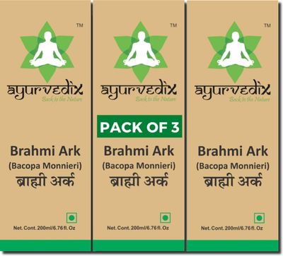 Ayurvedix Brahmi Ark Hydrosol | Bacopa Monnieri Distillate | Enhances Mind Wellness & Alertness | All-Natural Mental Clarity & Stress Relief | Herbal Supplement | 200ml (Pack of 2)
