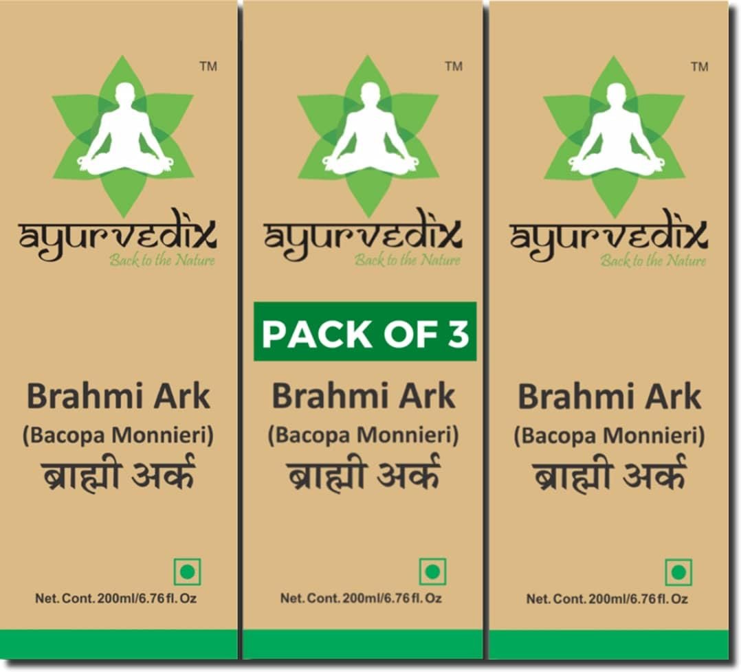 Ayurvedix Brahmi Ark Hydrosol | Bacopa Monnieri Distillate | Enhances Mind Wellness & Alertness | All-Natural Mental Clarity & Stress Relief | Herbal Supplement | 200ml (Pack of 2)