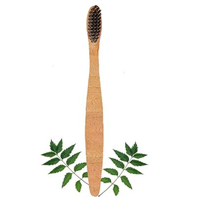 Mini Storify Truly Organic Neem Manual Toothbrush-Pack Of 1 Kids, Charcoal Activated Soft Bristles, Biodegradable, Eco-Friendly, Wooden Brush
