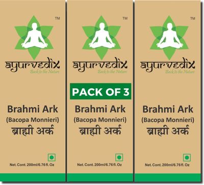 Ayurvedix Brahmi Ark Hydrosol | Bacopa Monnieri Distillate | Enhances Mind Wellness & Alertness | Natural Mental Clarity & Stress Relief | Herbal Supplement | 200ml (Pack of 3)