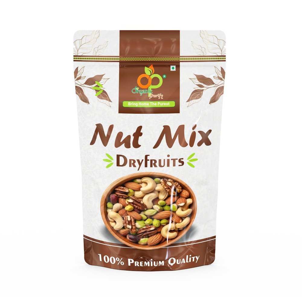 Organic Purify Fresh and Dry Fruits Nutmix 1KG | Mix Seeds and Dry Fruits for eating, [Pumpkin, Sunflower, Watermelon, Flax, Almonds,Cashews, Walnut Kernels , Dried Kiwi , Black Curant and Many more]