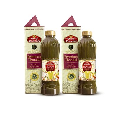 Mishrambu Premium Thandai | Dry Nut Syrup | Thandai Syrup | Instant Refreshing Drink | Diwali Gift Mix | Use with Milk Only | 1500ml (750 ml each Pack of 2)