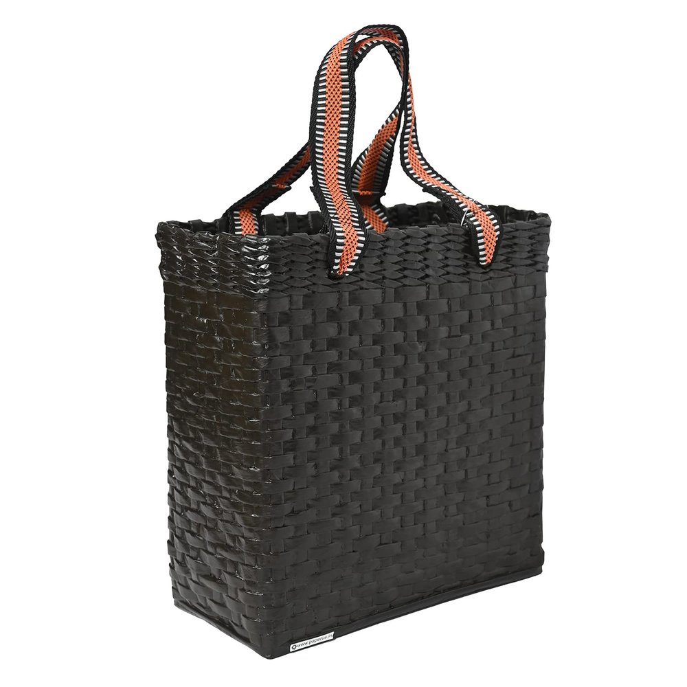 Sonas Creation PAPERUS Re-usable SMALL Dark Brown Carry Bag | Shopping Bag | Handbag | Tiffin Basket | Lunch Bag, Eco-friendly Handmade of Paper Ropes 11 In Tall 10 In Length 5 In Wide Base