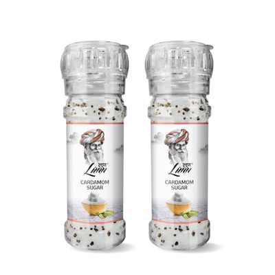 Lunn Cardamom Sugar with Grinder, 60g each (Pack of 2)