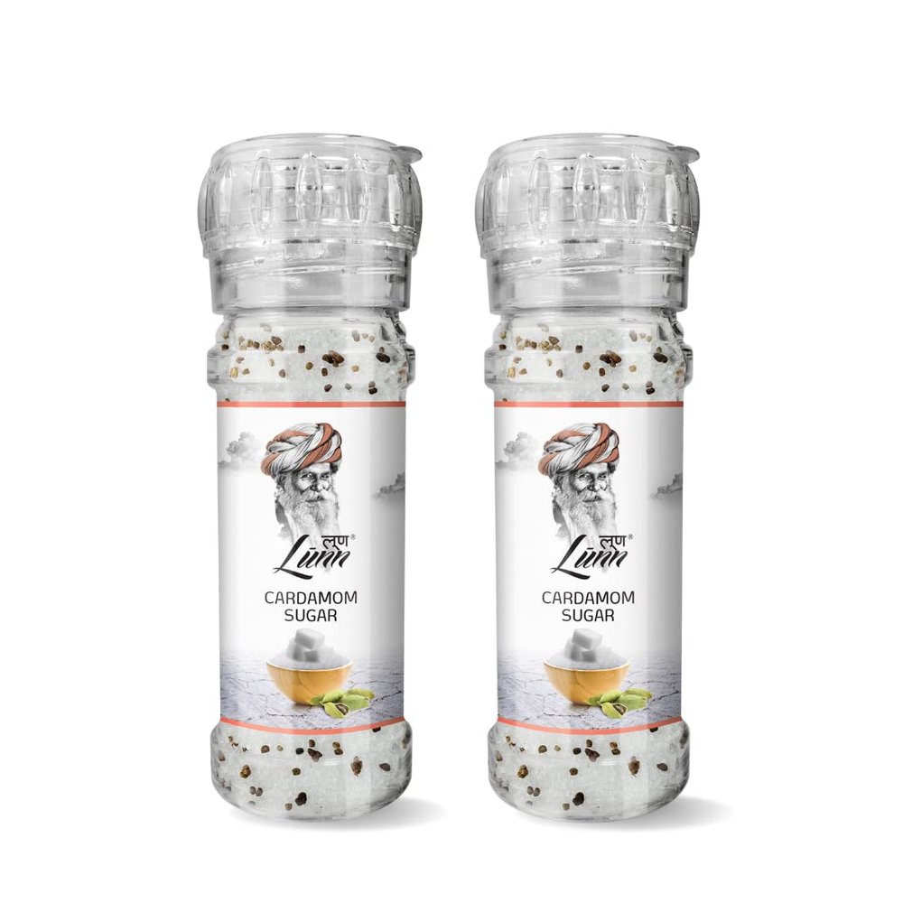 Lunn Cardamom Sugar with Grinder, 60g each (Pack of 2)
