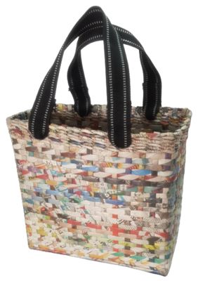 Sonas Creation Paperus, Medium, Natural Lunch Bag, Tiffin Basket for Office, Handbag, Carry Bag, Travel Bag, Eco-Friendly, Handmade, of Paper Ropes, in Inches 11 Height, 12 Length & 6 Wide Base